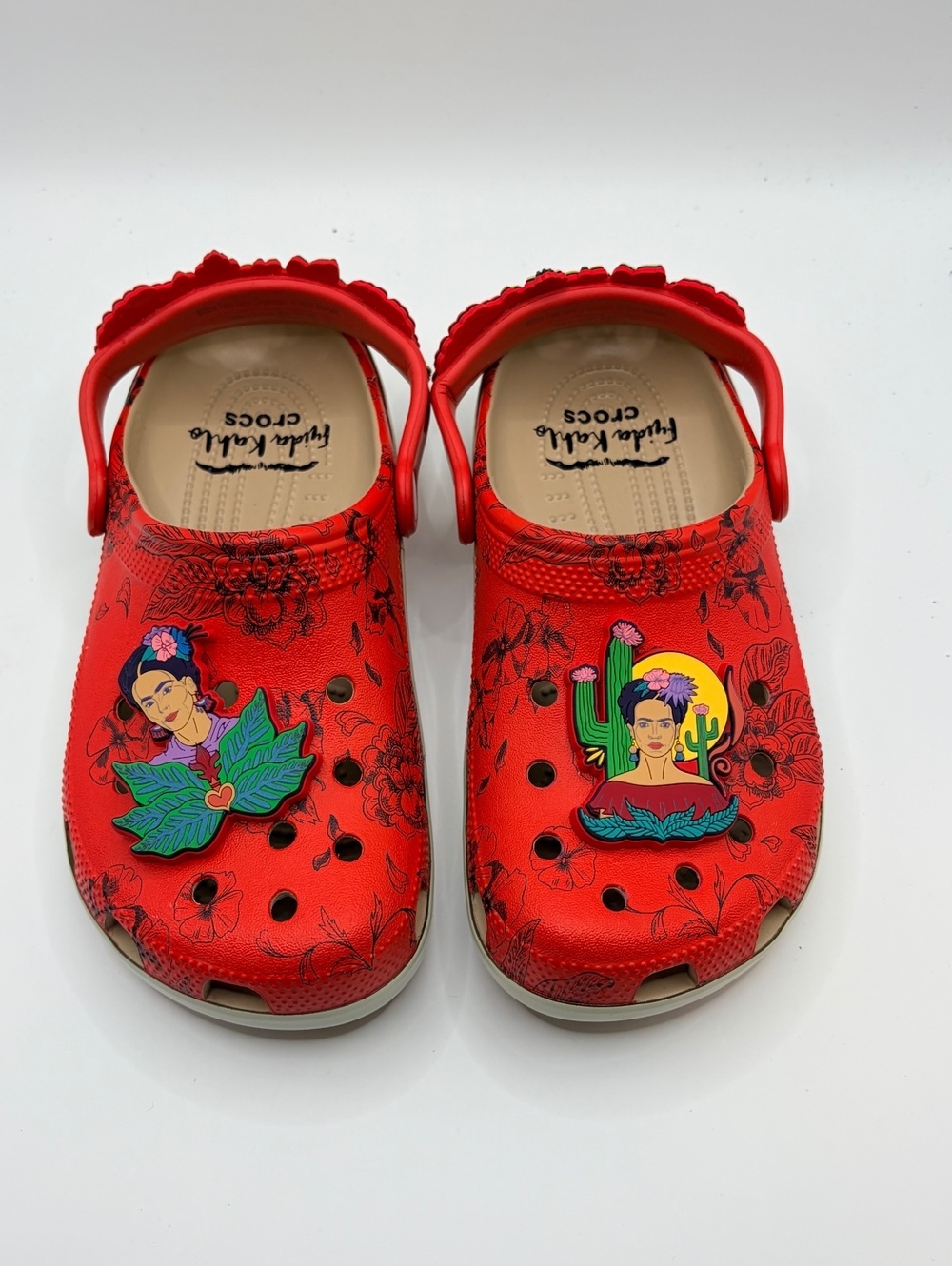 Frida Kahlo Red Floral Crocs 5 Women’s